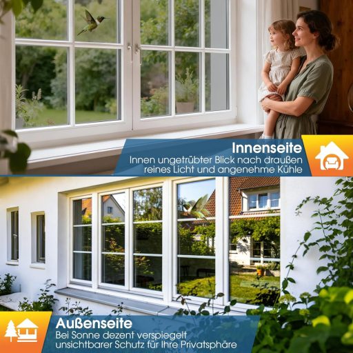 Lifetree Egyirányú Hőszigetelő Ablakfólia UV Védelem Ezüst 90x300cm