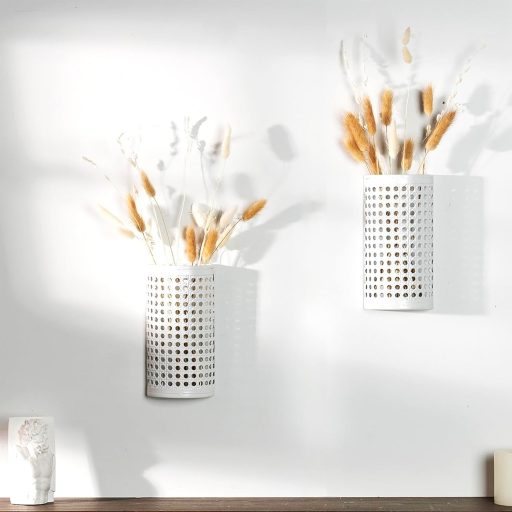 WVOPIAHY Fehér Fali Váza 2 db Fém Virágváza Szárított Virágokhoz Faldekoráció