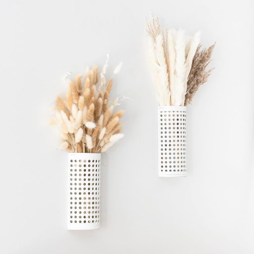 WVOPIAHY Fehér Fali Váza 2 db Fém Virágváza Szárított Virágokhoz Faldekoráció