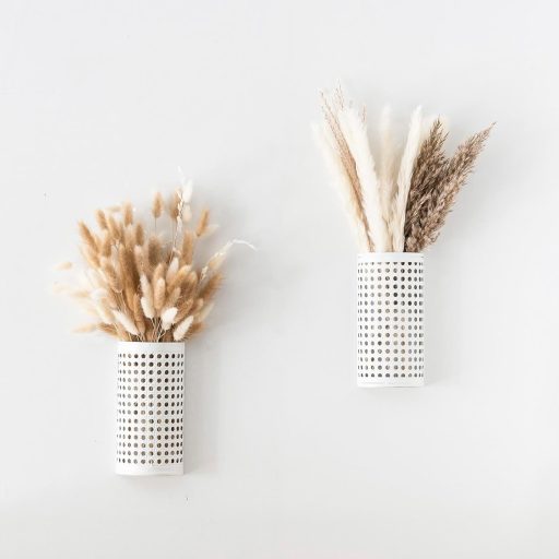 WVOPIAHY Fehér Fali Váza 2 db Fém Virágváza Szárított Virágokhoz Faldekoráció