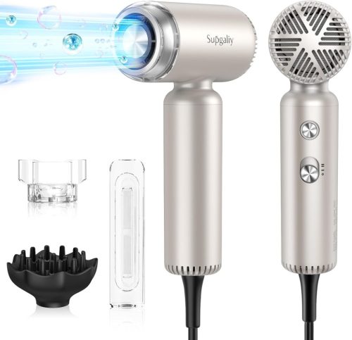 SUPGALIY Mini Ionos Hajszárító Diffúzorral - 1500W, Ultrakönnyű (290g), 4 Hőfokozat, 2 Sebesség, Kíméletes Hajápolás, Utazáshoz Ideális