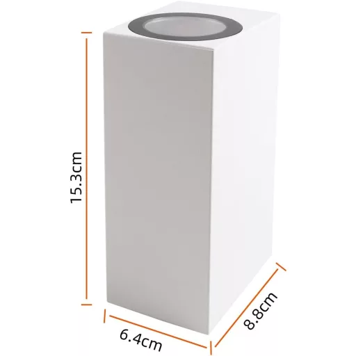 da LIGHT Kültéri Fali Lámpa 2db GU10 Foglalat IP54 Vízálló Fel-Le Világítás - 15CM_Rechteckige_Weiß