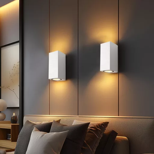 da LIGHT Kültéri Fali Lámpa 2db GU10 Foglalat IP54 Vízálló Fel-Le Világítás - 15CM_Rechteckige_Weiß