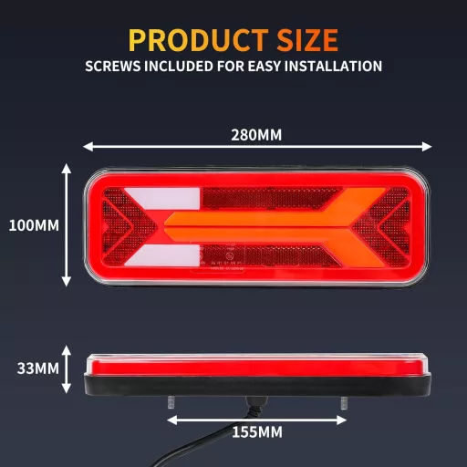 Qiping LED Hátsó Lámpák Utánfutóhoz 12/24V Univerzális Vízálló Kamion Lakóautó Pótkocsi Világítás E-Jóváhagyott