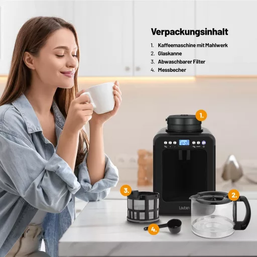 Lauben Grind&Drip 600BB kávéfőző beépített kávédarálóval, 0,56L, 2-4 csésze