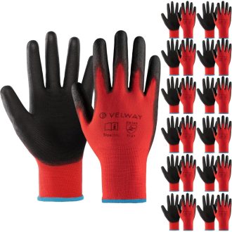   Velway 12 Perechi Mănuși de Protecție - Acoperire PU Antiderapantă, Ușoare și Respirabile
