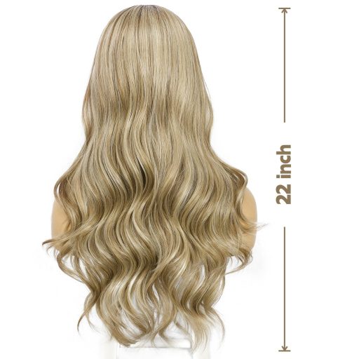 Sapphirewigs Szőke Paróka 13x4 Csipke Előlappal - Hullámos, Melírozott Műhaj, Előre Tépett, 56 cm, Ragasztómentes