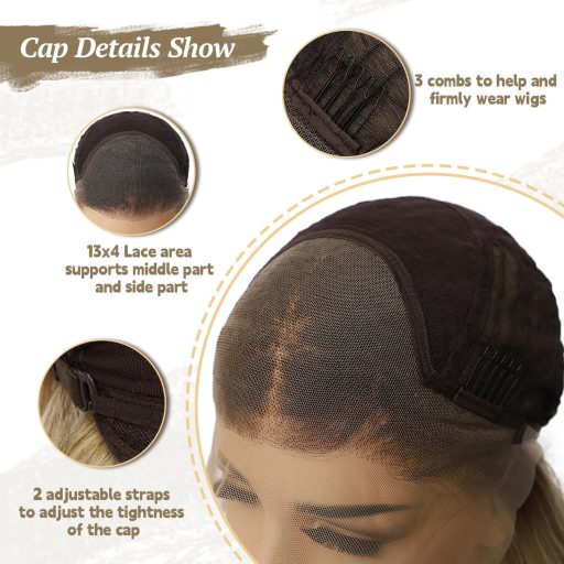 Sapphirewigs Blond Parochňa 13x4 Čipkovaná Predná Časť - Vlnitá, Melírovaná Syntetická Vlasová Vláknina, Predtvarovaná Línia Vlasov, 56 cm, Bez Lepidla