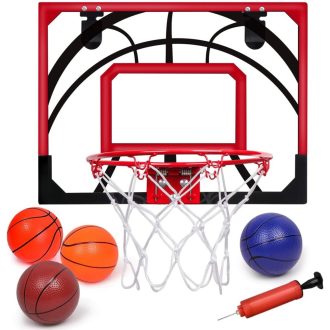   MerryXGift mini basketbalový kôš do izby, vnútorný basketbalový kôš so 4 loptami a pumpou