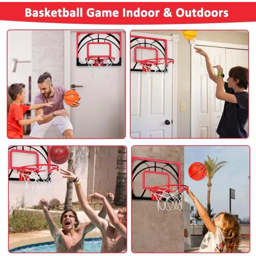 MerryXGift Mini Kosárlabda Gyűrű Szobai Beltéri Kosárlabda Hoop 4 Labdapumpával