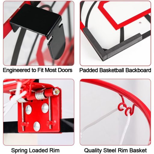 MerryXGift mini basketbalový kôš do izby, vnútorný basketbalový kôš so 4 loptami a pumpou