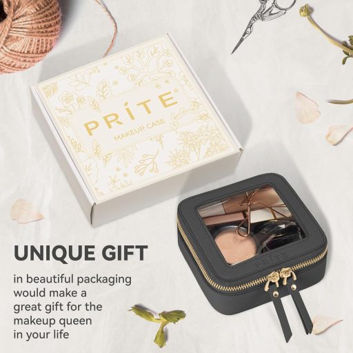 Priehľadná kozmetická taštička na cestovanie, vodoodolná, čierna, mini so zlatým zipsom