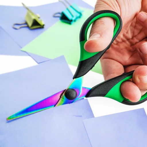 Foarfecă universală CCR, oțel inoxidabil cu înveliș de titan colorat, mâner ergonomic, tăiere ascuțită, pentru birou, școală, uz casnic, set de 3 bucăți