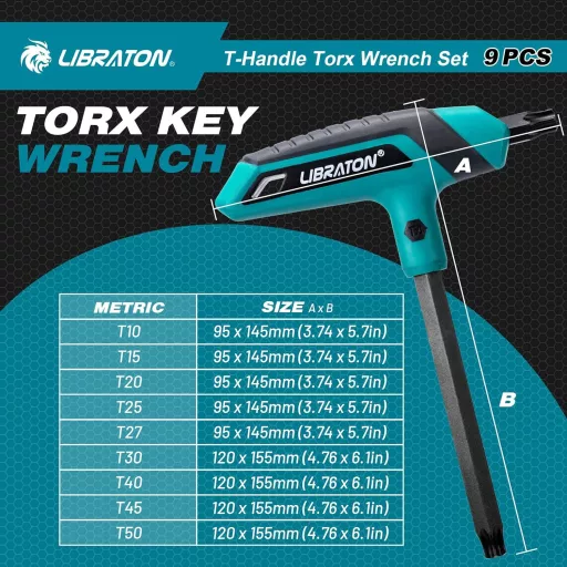 LIBRATON T10-T50 Torx Kulcs Készlet Autó Kerékpár Szereléshez Tárolóval