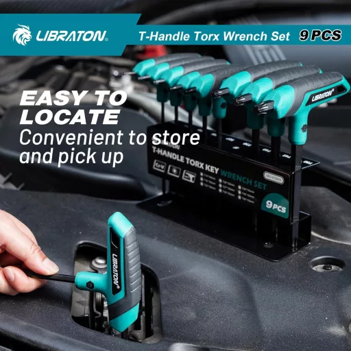 Set chei Torx LIBRATON T10-T50 pentru repararea auto și a bicicletelor, cu suport de depozitare