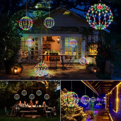 Joomer Vanjska Božićna Rasvjeta - 30 cm Viseća Kugla s 120 LED lampica - 8 Načina Rada, Timer, Vodootporna, IP44 - Za Vrt, Dnevni Boravak, Dekoracija za Zabave