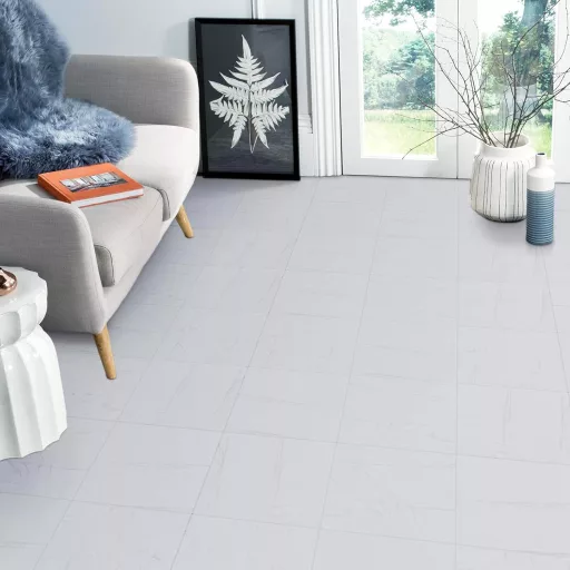 NUFLR Öntapadós PVC Padlóburkolat - Szürke-Kék Márvány Mintás Vinyl Padlólapok - Vízálló, Konyhába, Fürdőszobába - 30,5x30,5 cm, 20 db