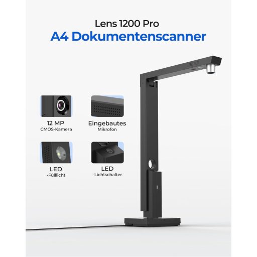 CZUR Lens Pro 12MP dokumentumszkenner OCR funkcióval, A4 szkenner Mac Windows
