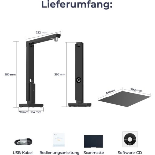 CZUR Lens Pro 12MP dokumentumszkenner OCR funkcióval, A4 szkenner Mac Windows