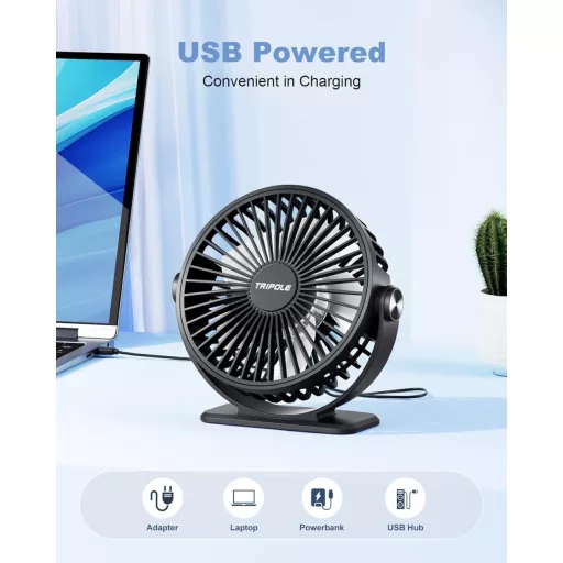 TriPole halk asztali ventilátor 3 fokozatú USB hordozható 360° dönthető