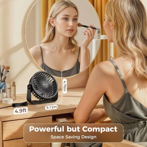TriPole USB asztali ventilátor 3 fokozat 360° forgatható 4,5 hüvelykes