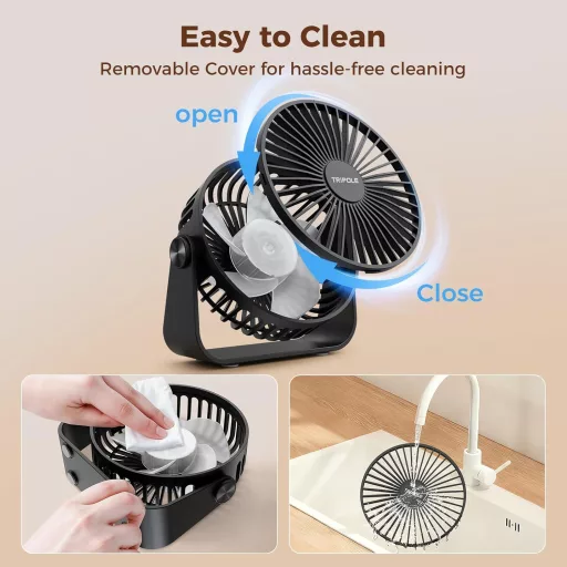 TriPole USB asztali ventilátor 3 fokozat 360° forgatható 4,5 hüvelykes