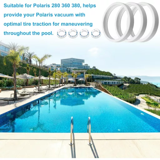 PEUTIER Set kotača i ležajeva za čišćenje bazena - 8 komada ležajeva C60 i 3 komada gumenih obruča C10 - Kompatibilno s modelima Polaris 180 280 360 380