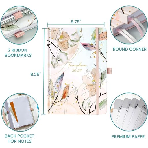 Calendar Indeme 2025 Planner Săptămânal A5 Jurnal cu Organizator și Bandă Elastică