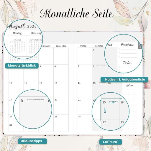 Calendar Indeme 2025 Planner Săptămânal A5 Jurnal cu Organizator și Bandă Elastică