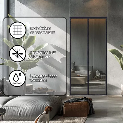 GingMoo Magnetická sieť proti hmyzu na dvere - Balkónová sieťová clona proti hmyzu bez vŕtania, samozatváracia, na terasové dvere, posuvné dvere (90 x 210 cm, čierna)