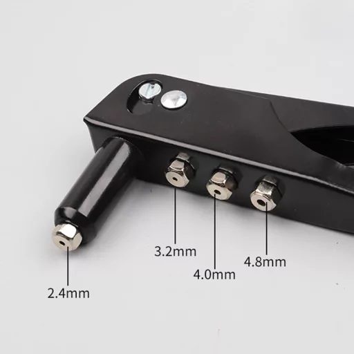 Ručný nitovací lis Helweet so 4 hlavicami - Univerzálna nitovacia pištoľ pre automobilový, námorný a kovospracujúci priemysel (2.4/3.2/4.0/4.8mm)