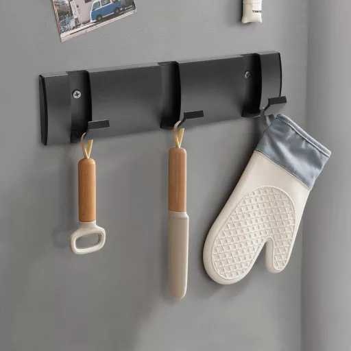 Juyibaao sklopiva zidna vješalica - s 3 sklopive kuke, aluminijska, mat crna, moderan dizajn koji štedi prostor, nosivost 13,6 kg, za kupaonicu