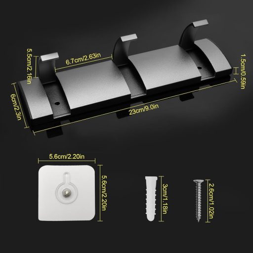 Cuier de perete pliabil Juyibaao - 3 cârlige rabatabile, aluminiu, negru mat, design modern care economisește spațiu, capacitate de încărcare 13,6 kg, pentru baie