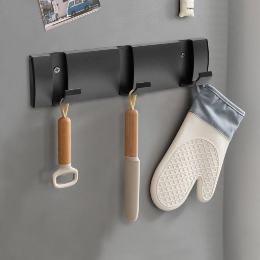 Cuier de perete pliabil Juyibaao - 3 cârlige rabatabile, aluminiu, negru mat, design modern care economisește spațiu, capacitate de încărcare 13,6 kg, pentru baie