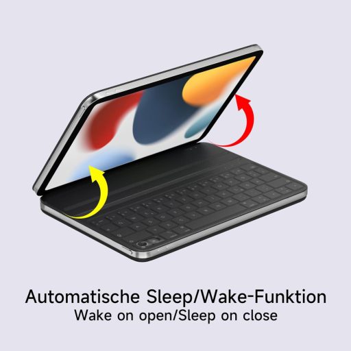 HOU Slim Bluetooth klávesnicový obal pre iPad 11. generácie (2025 A16) a 10. generácie (2022) - Dizajn z umelej kože, Ergonomický, QWERTZ, Čierny