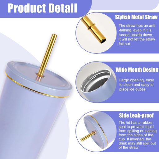 Flintronic Cană Termos Izolată 750ml - Sticlă de Apă din Oțel Inoxidabil cu Pereți Dubli și Pai, Pahar Izolant Antivărsare pentru Cafea, Ceai, Băuturi Reci-