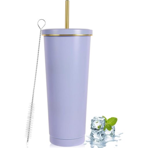 Flintronic Cană Termos Izolată 750ml - Sticlă de Apă din Oțel Inoxidabil cu Pereți Dubli și Pai, Pahar Izolant Antivărsare pentru Cafea, Ceai, Băuturi Reci-