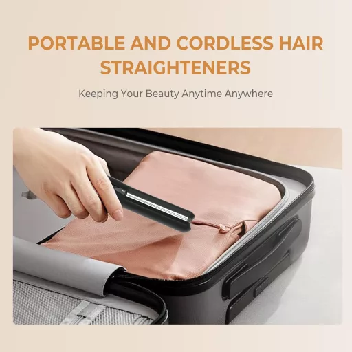 Mini placă de păr și ondulator fără fir 2 în 1 UKLISS - Baterie 4000 mAh, 3 trepte de căldură, plăci ceramice, pentru călătorii