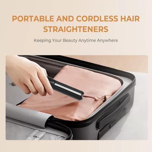 Mini placă de păr și ondulator fără fir 2 în 1 UKLISS - Baterie 4000 mAh, 3 trepte de căldură, plăci ceramice, pentru călătorii