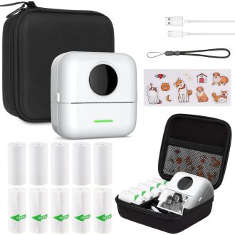   HUIJUTCHEN Mini fototlačiareň Bluetooth prenosná termotlačiareň biela 10 roliek papiera