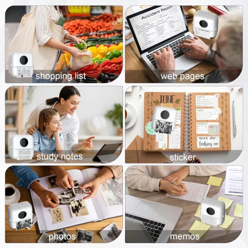 HUIJUTCHEN Mini fototlačiareň Bluetooth prenosná termotlačiareň biela 10 roliek papiera