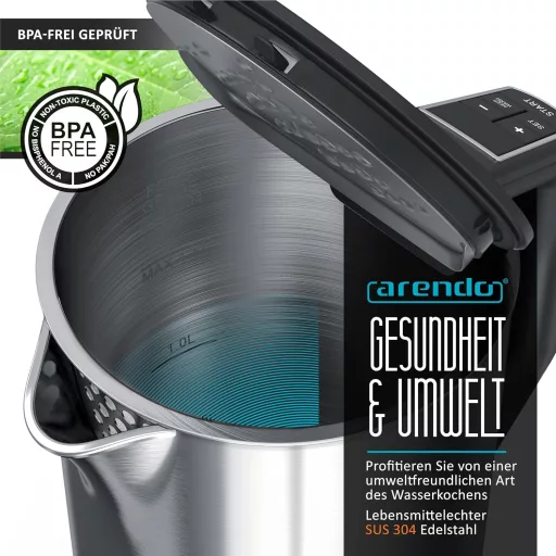 Arendo Elektromos Vízforraló Hőmérsékletes 1,5L Dupla Falú Ezüst