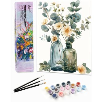   Bougimal Számfestés Felnőtteknek Virágos Tájkép 28x35cm Ecsettel és Festékkel