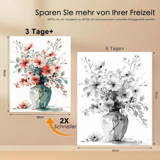 Bougimal Számfestés Felnőtteknek Virágos Tájkép 28x35cm Ecsettel és Festékkel