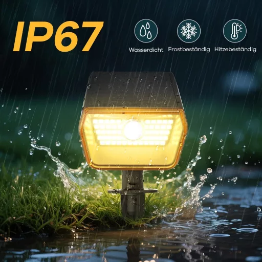 Lampă solară de exterior Linkind cu senzor de mișcare, 60 LED-uri, lumină albă caldă/rece, 800lm, IP67