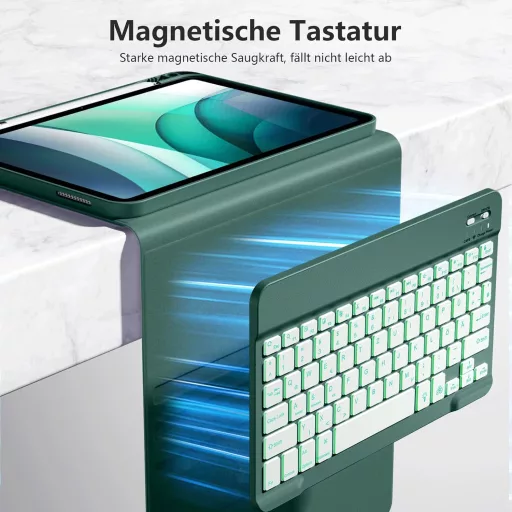 Puzdro s klávesnicou drivego pre iPad 11./10. generácie, 7-farebné LED podsvietenie, magnetické, s držiakom na pero