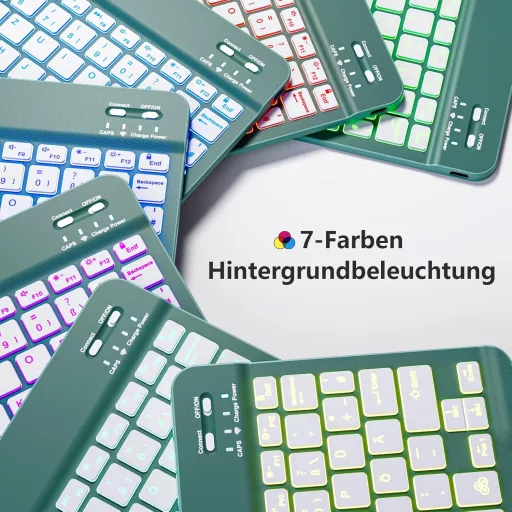 Puzdro s klávesnicou drivego pre iPad 11./10. generácie, 7-farebné LED podsvietenie, magnetické, s držiakom na pero