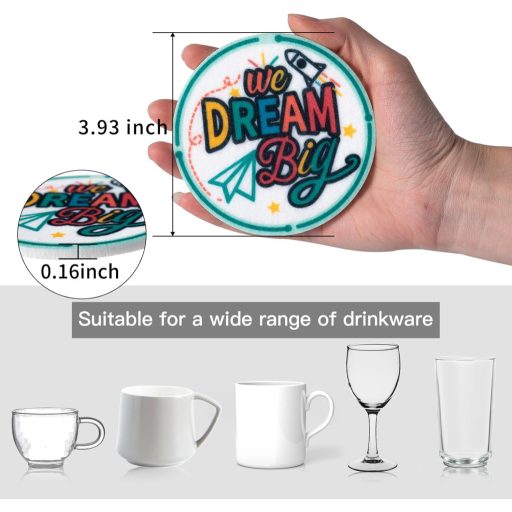 Set STARUBY de 12 suporturi de pâslă pentru pahare - Suporturi absorbante rotunde pentru băuturi, cafea, pentru bucătărie, 10 cm diametru, decorațiuni colorate cu modele pentru birou