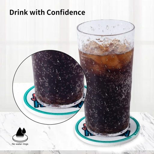 Set STARUBY de 12 suporturi de pâslă pentru pahare - Suporturi absorbante rotunde pentru băuturi, cafea, pentru bucătărie, 10 cm diametru, decorațiuni colorate cu modele pentru birou