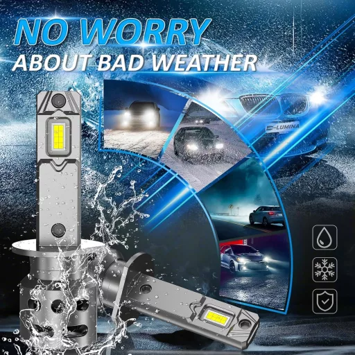 D-Lumina H1 LED Izzó 100W 16000LM Halogén Helyettesítő Autó Fényszóró 12V-18V 2db